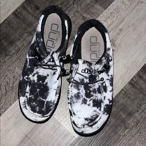 Hey Dude Black & White Tie-Dye Wally Casual Slip-Ons